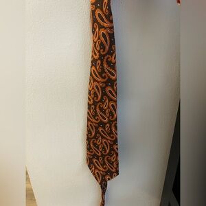 Sears Orange Paisley Silk-Style Men's Tie
